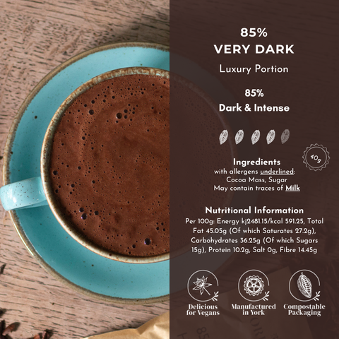 85% Very Dark Hot Chocolate - 40g Luxury Portion