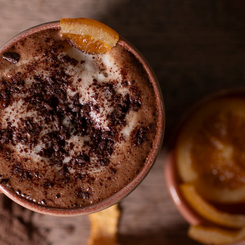 Overhead shot of Chocolate Orange Hot Chocolate