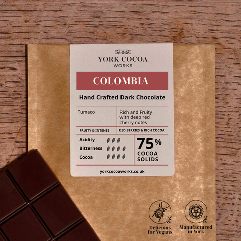 75% Colombia, Tumaco Dark Chocolate - 40g Bar