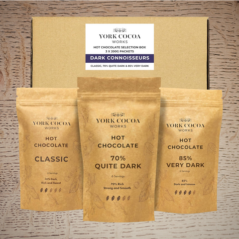 Dark Chocolate Connoisseurs Selection Pack - Classic, 70% Quite Dark, 85% Very Dark