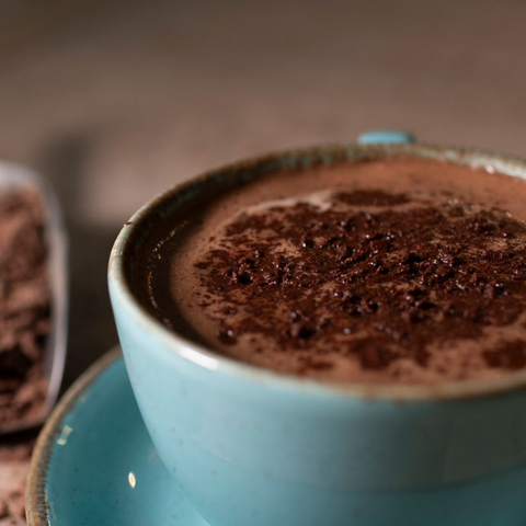 Hot Chocolate in a mug with chocolate flakes