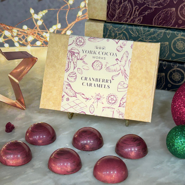 Cranberry Caramel Chocolate Truffles Box of 6 York Cocoa House