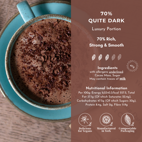 70% Quite Dark Hot Chocolate - 40g Luxury Portion