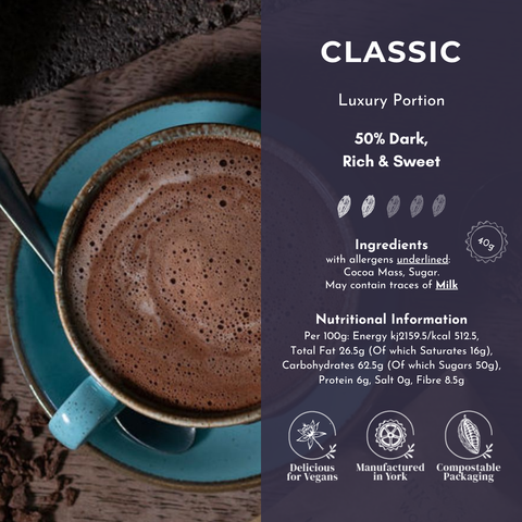 Classic 50% Dark Hot Chocolate - 40g Luxury Portion
