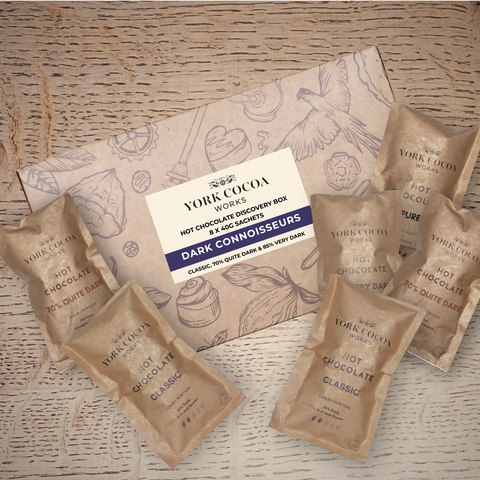 Dark Chocolate Connoisseurs Hot Chocolate Discovery Box - 8 x 40g Luxury Portions